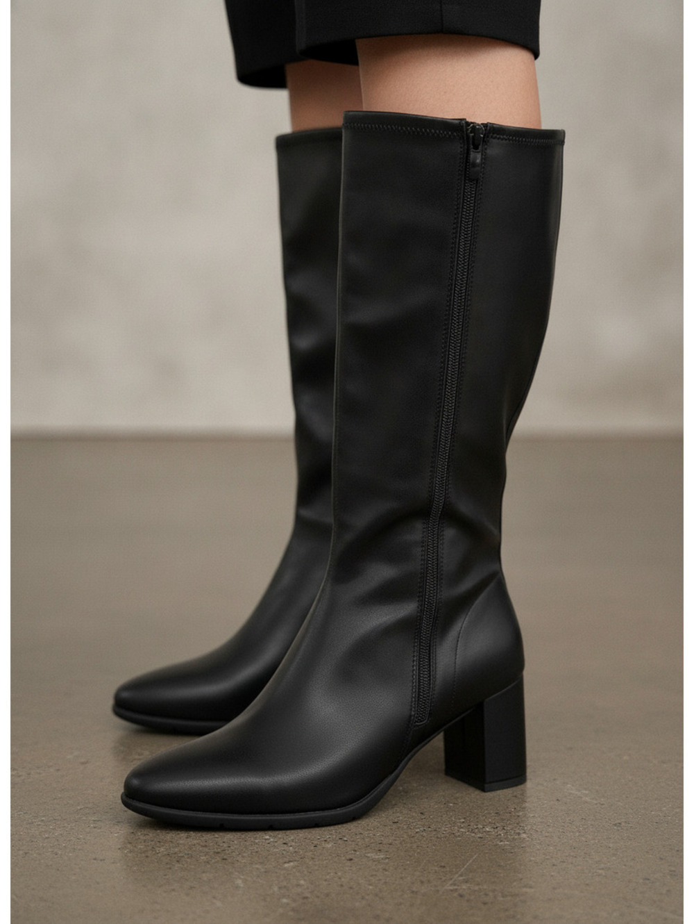 Aerosoles Micah Str Fx Na Black Mid-Calf Boots Size 8M